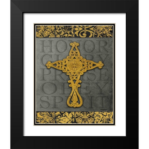 Gold Cross I Black Modern Wood Framed Art Print with Double Matting by Williams, Todd