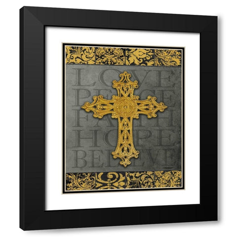 Gold Cross II Black Modern Wood Framed Art Print with Double Matting by Williams, Todd