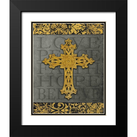Gold Cross II Black Modern Wood Framed Art Print with Double Matting by Williams, Todd