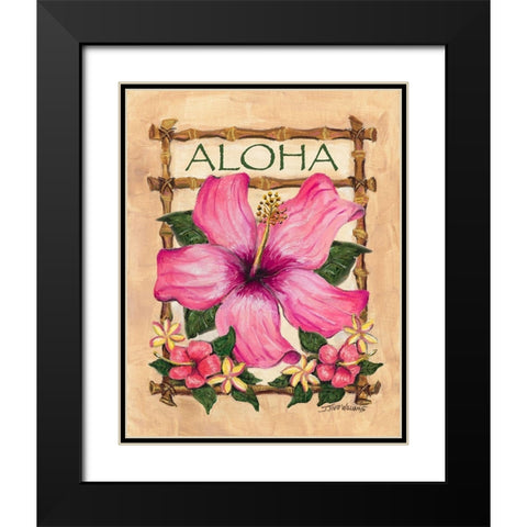 Aloha Hibiscus Black Modern Wood Framed Art Print with Double Matting by Williams, Todd