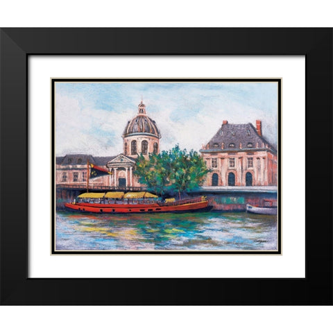Boats in Paris II Black Modern Wood Framed Art Print with Double Matting by Williams, Todd