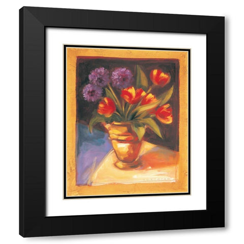 Tulip and Dahlia Black Modern Wood Framed Art Print with Double Matting by Waldron, Sarah