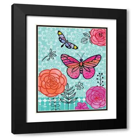 Butterfly Garden I Black Modern Wood Framed Art Print with Double Matting by Woo, Teresa