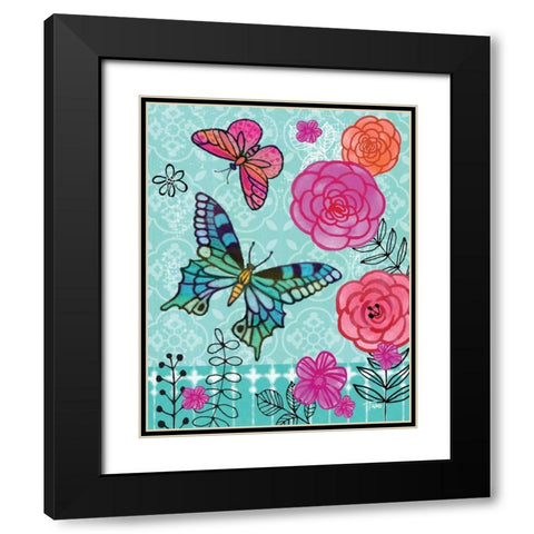 Butterfly Garden II Black Modern Wood Framed Art Print with Double Matting by Woo, Teresa