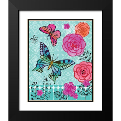 Butterfly Garden II Black Modern Wood Framed Art Print with Double Matting by Woo, Teresa