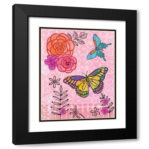 Butterfly Garden III Black Modern Wood Framed Art Print with Double Matting by Woo, Teresa