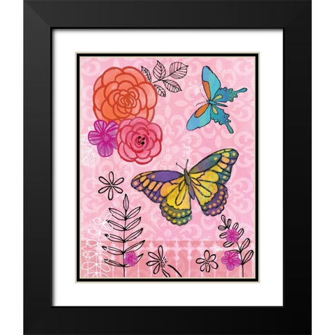 Butterfly Garden III Black Modern Wood Framed Art Print with Double Matting by Woo, Teresa