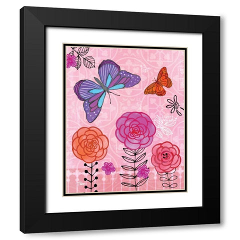 Butterfly Garden IV Black Modern Wood Framed Art Print with Double Matting by Woo, Teresa