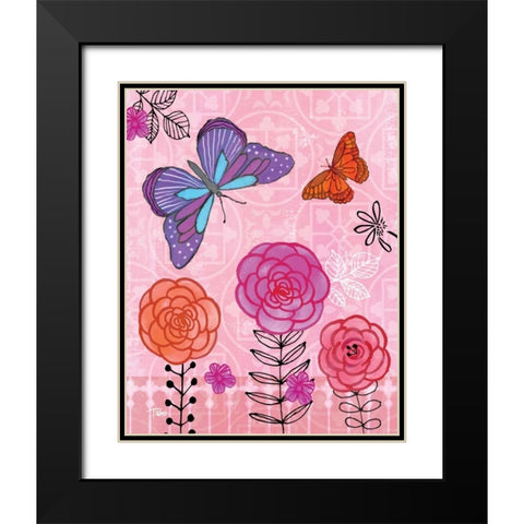 Butterfly Garden IV Black Modern Wood Framed Art Print with Double Matting by Woo, Teresa