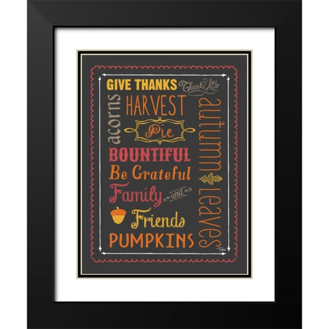 Autumn Words Black Modern Wood Framed Art Print with Double Matting by Woo, Teresa