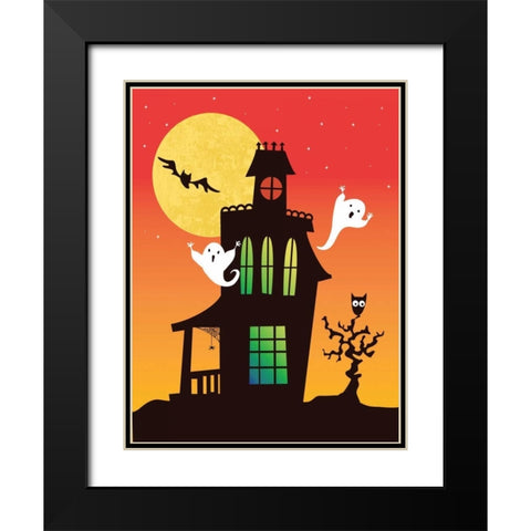 Ghost Party Black Modern Wood Framed Art Print with Double Matting by Woo, Teresa
