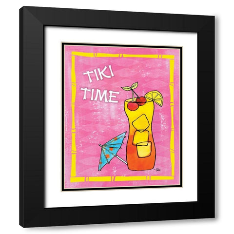 Tiki Time III Black Modern Wood Framed Art Print with Double Matting by Woo, Teresa