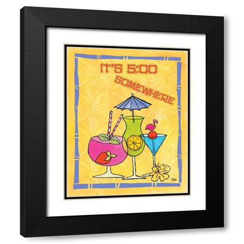 Tiki Time IV Black Modern Wood Framed Art Print with Double Matting by Woo, Teresa