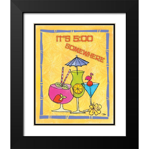Tiki Time IV Black Modern Wood Framed Art Print with Double Matting by Woo, Teresa