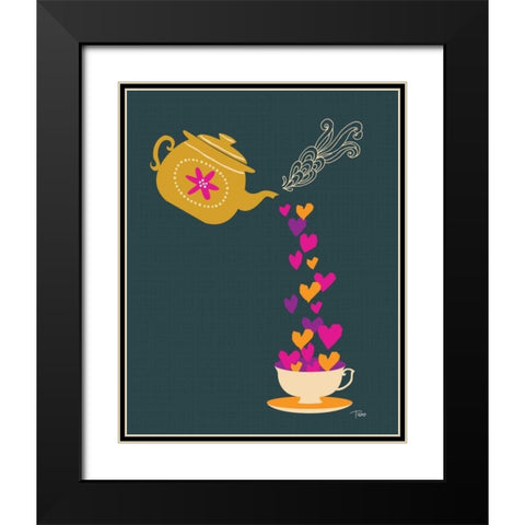 Tea Love Black Modern Wood Framed Art Print with Double Matting by Woo, Teresa