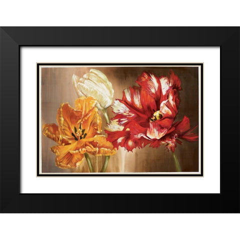 Tulips Black Modern Wood Framed Art Print with Double Matting by Werbelow, Selina