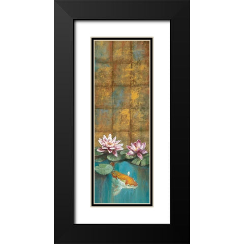 Golden Koi I Black Modern Wood Framed Art Print with Double Matting by Werbelow, Selina