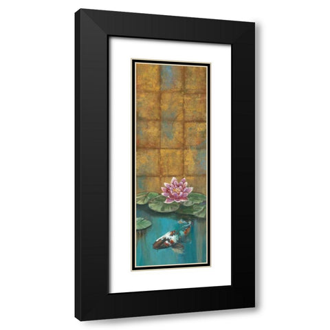 Golden Koi II Black Modern Wood Framed Art Print with Double Matting by Werbelow, Selina