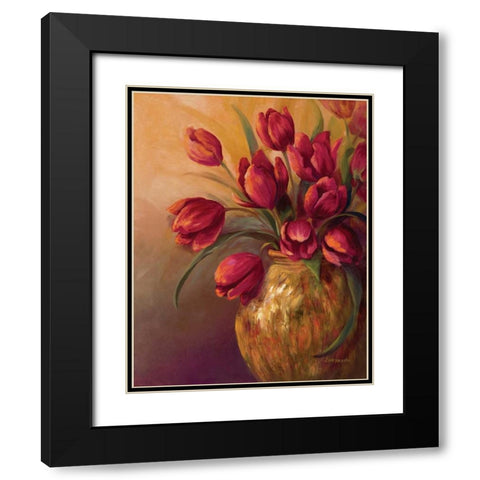 Crimson and Brass II Black Modern Wood Framed Art Print with Double Matting by Wacaster, Linda