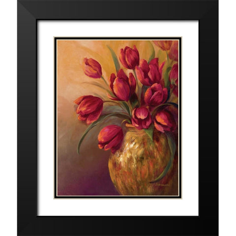 Crimson and Brass II Black Modern Wood Framed Art Print with Double Matting by Wacaster, Linda