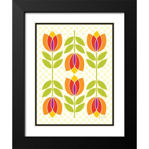 Mod Tulips I Black Modern Wood Framed Art Print with Double Matting by Young, Patty