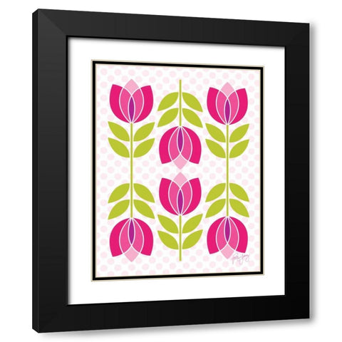 Mod Tulips II Black Modern Wood Framed Art Print with Double Matting by Young, Patty
