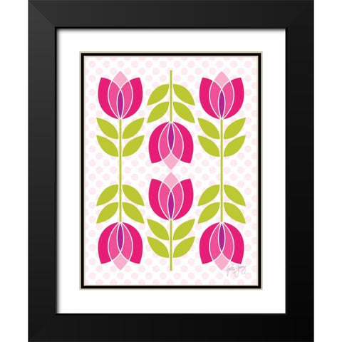 Mod Tulips II Black Modern Wood Framed Art Print with Double Matting by Young, Patty
