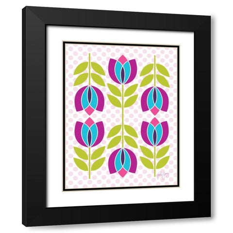 Mod Tulips III Black Modern Wood Framed Art Print with Double Matting by Young, Patty