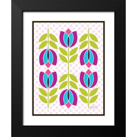 Mod Tulips III Black Modern Wood Framed Art Print with Double Matting by Young, Patty