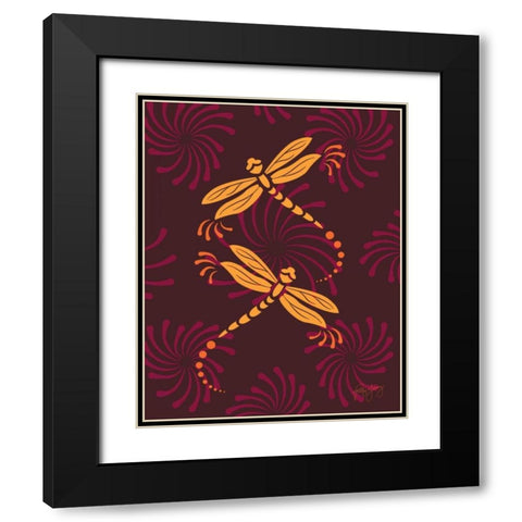 Modern Dragonflies Black Modern Wood Framed Art Print with Double Matting by Young, Patty