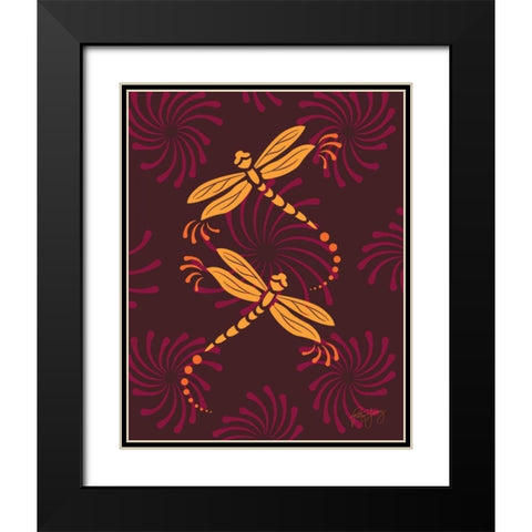 Modern Dragonflies Black Modern Wood Framed Art Print with Double Matting by Young, Patty