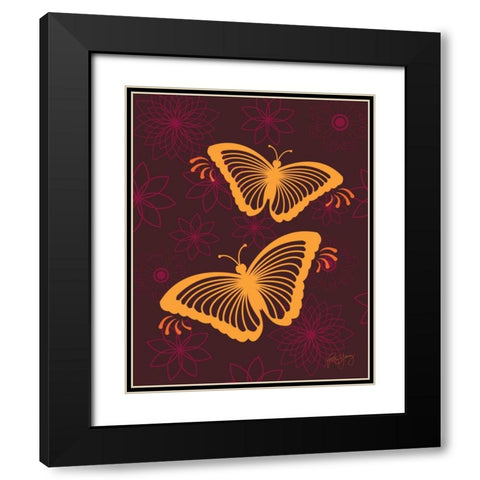 Modern Butterflies Black Modern Wood Framed Art Print with Double Matting by Young, Patty