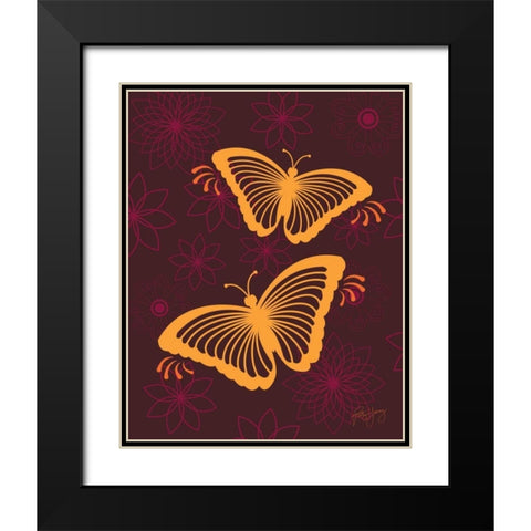 Modern Butterflies Black Modern Wood Framed Art Print with Double Matting by Young, Patty