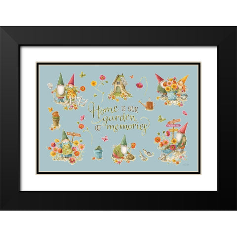 Garden Gnomes I on blue Black Modern Wood Framed Art Print with Double Matting by Audit, Lisa