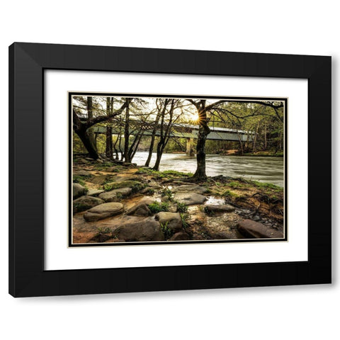 Swann Bridge II Black Modern Wood Framed Art Print with Double Matting by Head, Danny