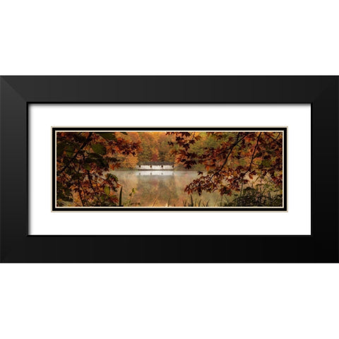 Autumn Bridge Panorama Black Modern Wood Framed Art Print with Double Matting by Head, Danny