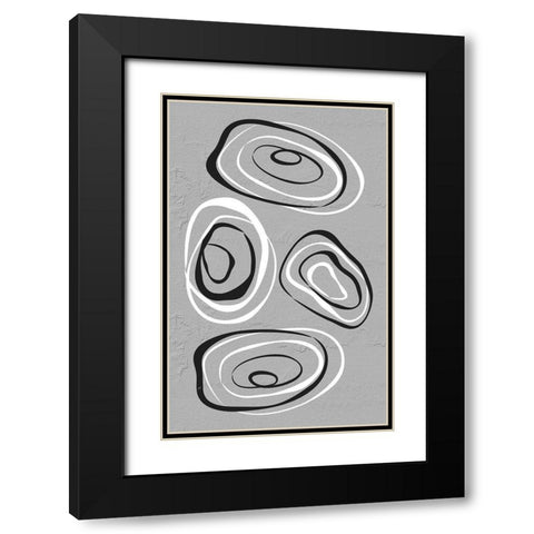 Water Circles Grey Black Modern Wood Framed Art Print with Double Matting by Aesthete