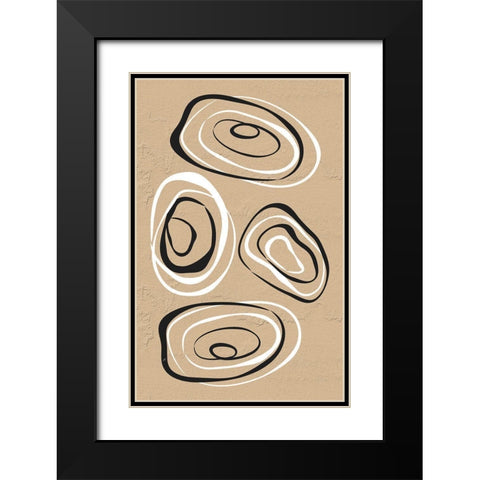 Water Circles Terra Black Modern Wood Framed Art Print with Double Matting by Aesthete