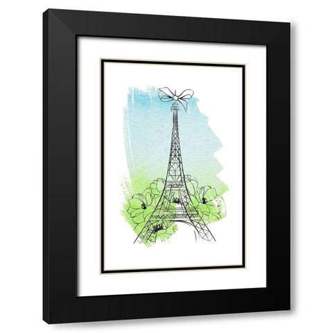 Eiffel Tower Black Modern Wood Framed Art Print with Double Matting by Aesthete