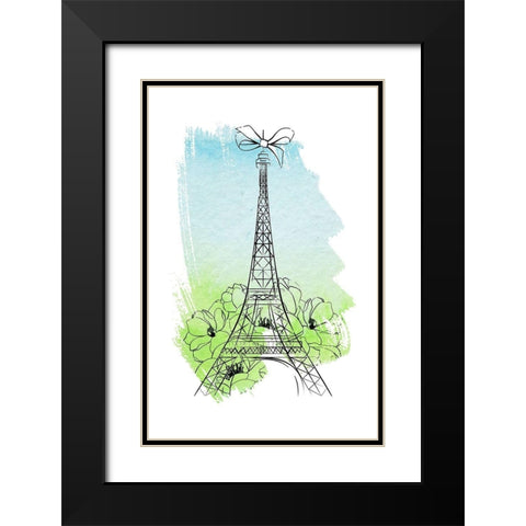 Eiffel Tower Black Modern Wood Framed Art Print with Double Matting by Aesthete