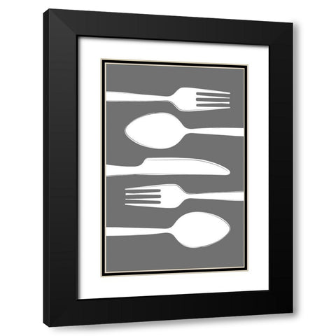 Cutlery Black Modern Wood Framed Art Print with Double Matting by Aesthete