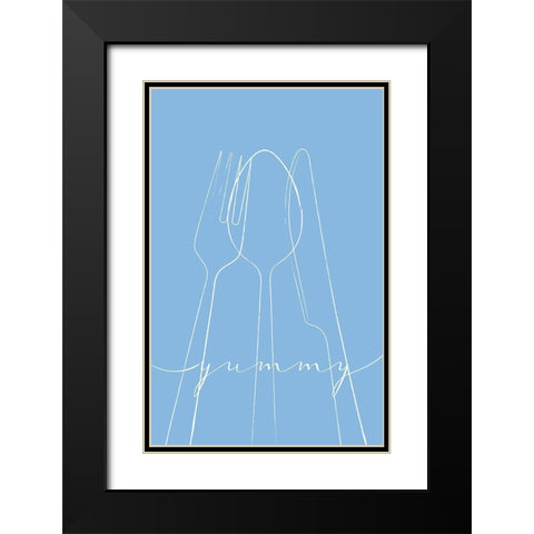 Yummy Blue Black Modern Wood Framed Art Print with Double Matting by Aesthete