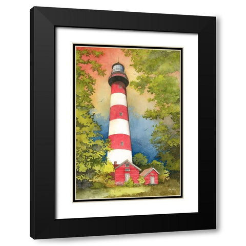 Assateague Lighthouse Black Modern Wood Framed Art Print with Double Matting by Rizzo, Gene