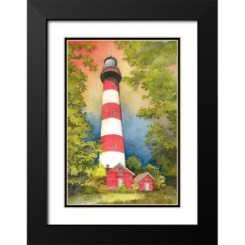 Assateague Lighthouse Black Modern Wood Framed Art Print with Double Matting by Rizzo, Gene