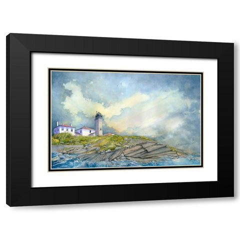 Beavertail Lighthouse - R.I. Black Modern Wood Framed Art Print with Double Matting by Rizzo, Gene