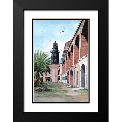Ft. Jefferson Lighthouse Black Modern Wood Framed Art Print with Double Matting by Rizzo, Gene