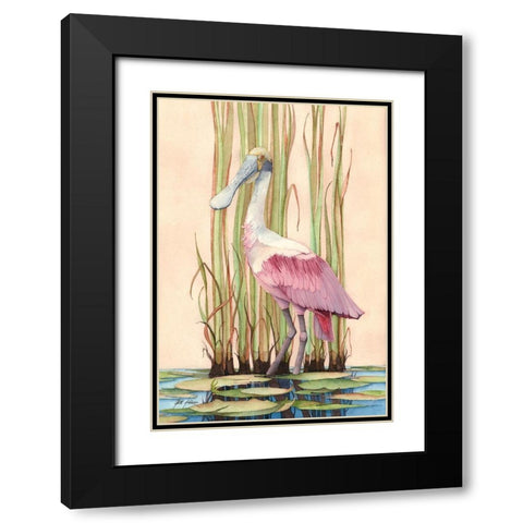 Roseate Spoonbill Black Modern Wood Framed Art Print with Double Matting by Rizzo, Gene