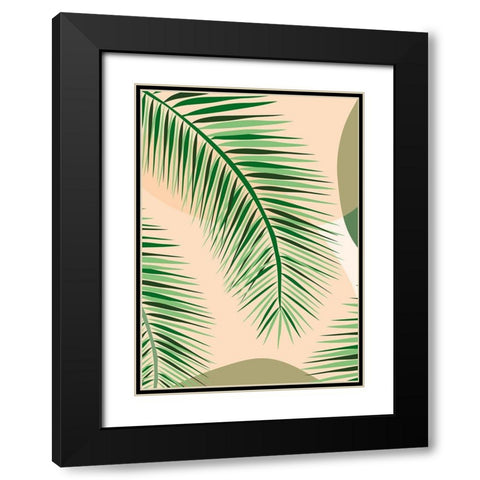 Palm Leaf Black Modern Wood Framed Art Print with Double Matting by Hollie, Jasmine