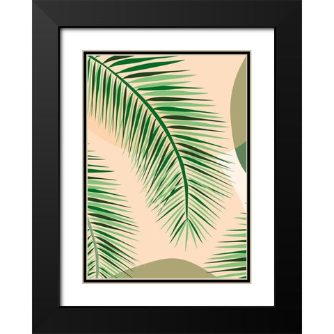 Palm Leaf Black Modern Wood Framed Art Print with Double Matting by Hollie, Jasmine