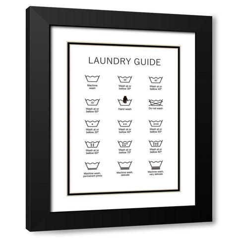 Laundry Guide Black Modern Wood Framed Art Print with Double Matting by Mi, Suki